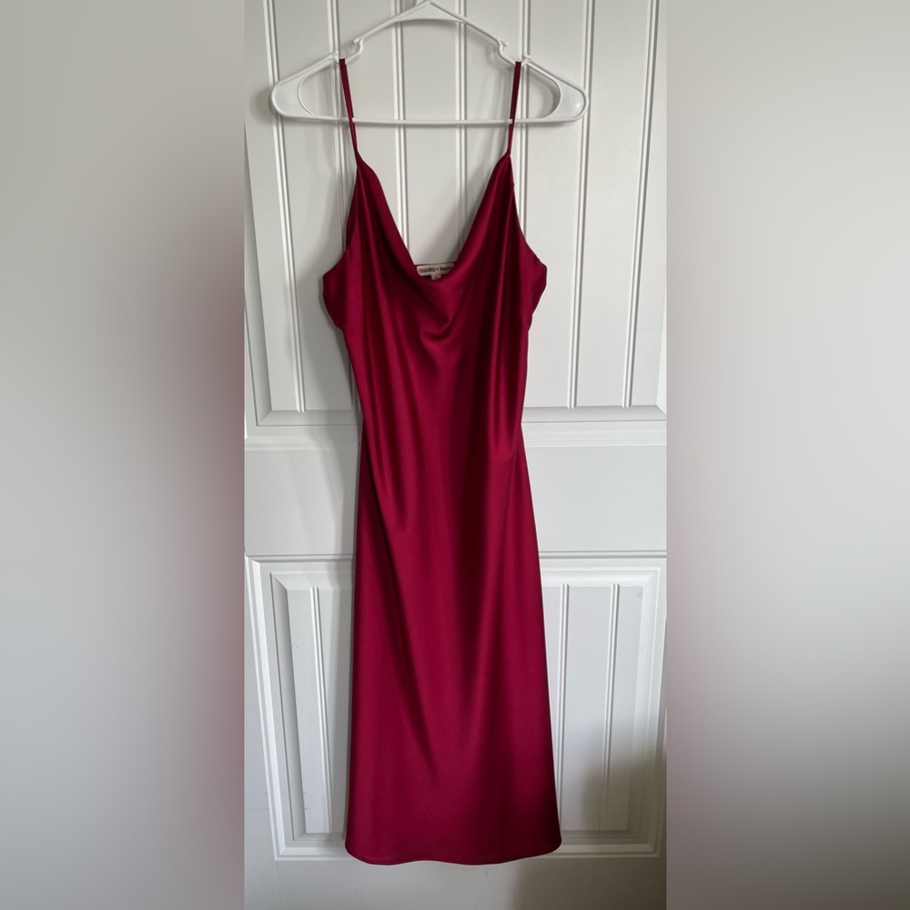 Cowl Neck Satin Midi Dress